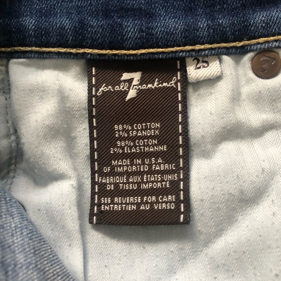 7 For All Mankind Denim Low Rise Medium Wash Straight Leg Jeans Size 25 - Picture 10 of 16